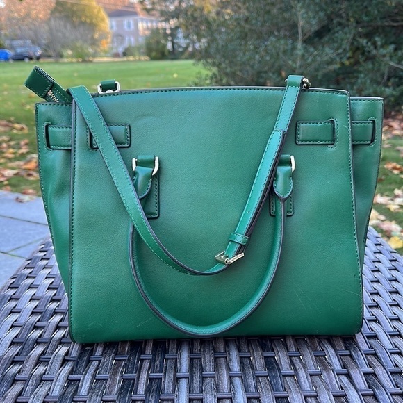 𝅺MICHAEL KORS Hamilton Emerald Green Large Leather Tote Bag - Picture 2 of 16